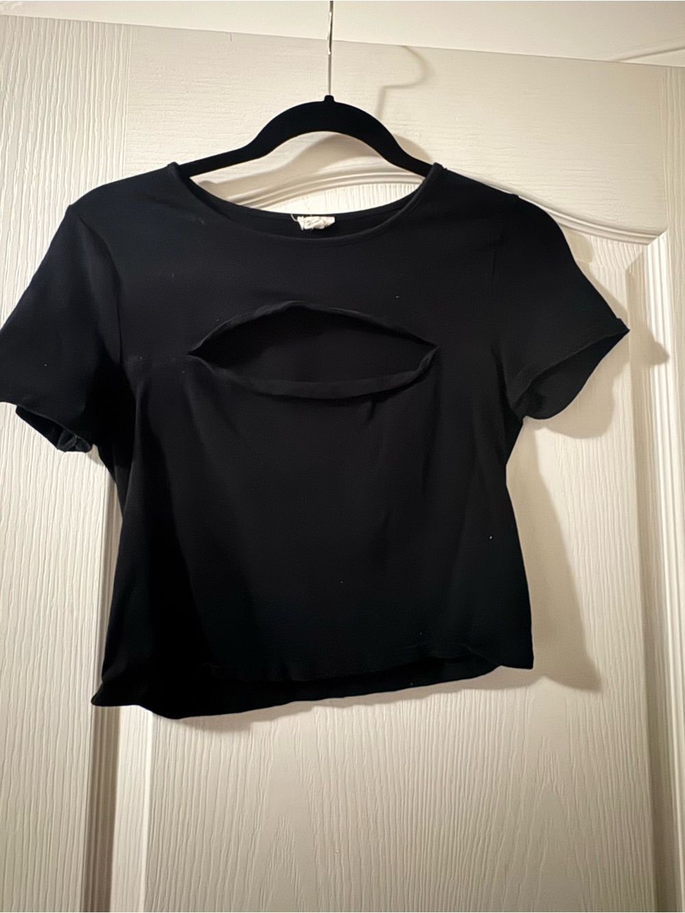 Garage Black Short Sleeve Cutout Crop Top